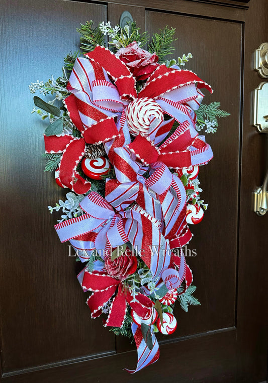 Peppermint Candy Christmas Swag Wreath